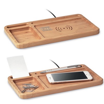 Bamboo Dual Port Power Bank with Wireless Charger