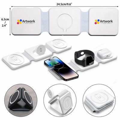 3" 1 Magnetic Foldable Wireless Charger Pad